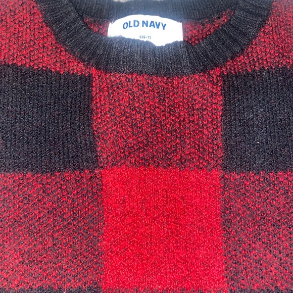 kids buffalo print merry Christmas sweater s 6/7 Red plaid Holiday Winter warm - Picture 2 of 3